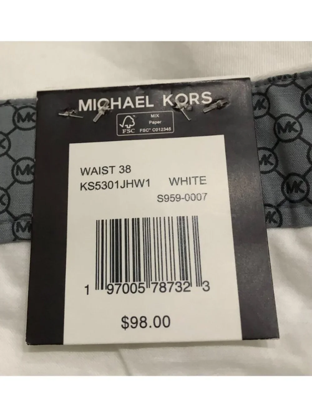 Michael Kors Mens Size 38 White Flat Front Casual Chino Shorts New with $98 Tags